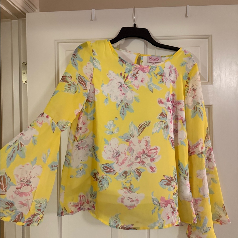 Floral Yellow Blouse by Pink Lily